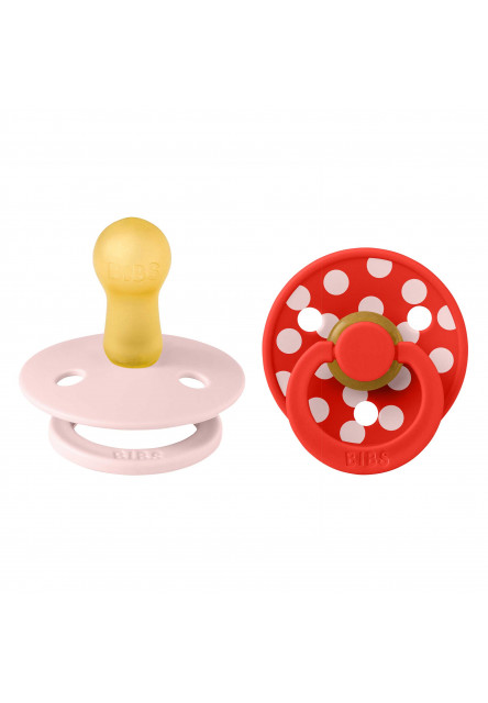 BIBS STUDIO Colour Polka cumlíky z prírodného kaučuku 2ks - veľkosť 2 (Baby Pink / Mocha)