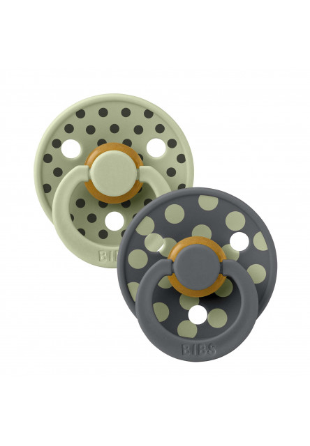 BIBS STUDIO Colour Polka cumlíky z prírodného kaučuku 2ks - veľkosť 2 (Blossom / Candy Apple)