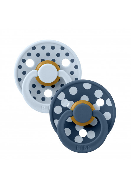 BIBS STUDIO Colour Polka cumlíky z prírodného kaučuku 2ks - veľkosť 2 (Baby Blue / Steel Blue)