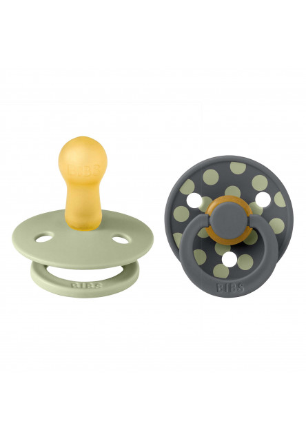 BIBS STUDIO Colour Polka cumlíky z prírodného kaučuku 2ks - veľkosť 2 (Baby Blue / Steel Blue)