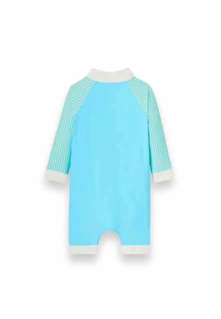 KiETLA ICONIK plavkový overal s UV ochranou - Blue Stripes (6-12 mesiacov)