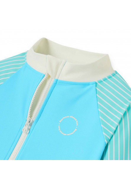 KiETLA ICONIK plavkový overal s UV ochranou - Blue Stripes (12-18 mesiacov)