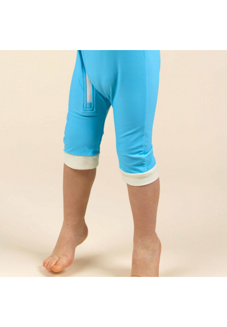 KiETLA ICONIK plavkový overal s UV ochranou - Blue Stripes (12-18 mesiacov)