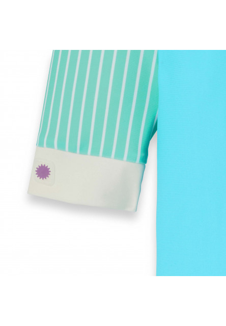 KiETLA ICONIK plavkový overal s UV ochranou - Blue Stripes (18-24 mesiacov)
