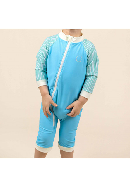 KiETLA ICONIK plavkový overal s UV ochranou - Blue Stripes (18-24 mesiacov)