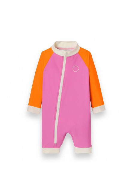 KiETLA ICONIK plavkový overal s UV ochranou - Pink Red (18-24 mesiacov)