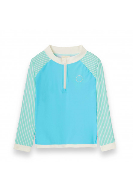 KiETLA ICONIK plavky s UV ochranou - tričko s dlhým rukávom - Blue Stripes (6-8 rokov)