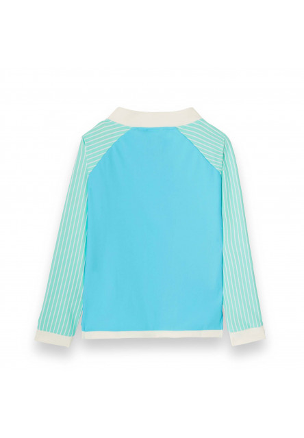 KiETLA ICONIK plavky s UV ochranou - tričko s dlhým rukávom - Blue Stripes (4-6 rokov)