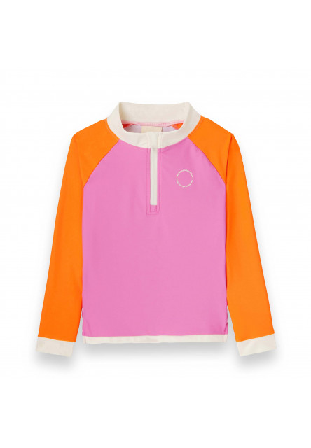 KiETLA ICONIK plavky s UV ochranou - tričko s dlhým rukávom - Pink Red (6-8 rokov)
