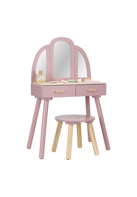 Toaletní stolek s židličkou dřevěný Pink