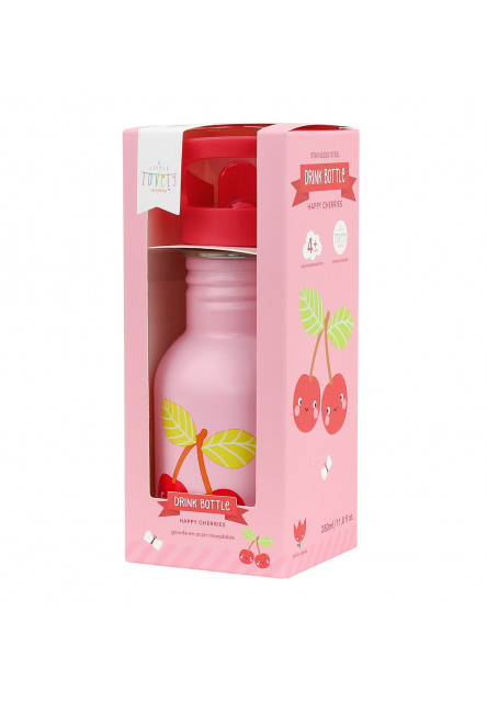 A Little Lovely Company – antikorová jednostenná fľaša na pitie, 350 ml – veselé čerešničky