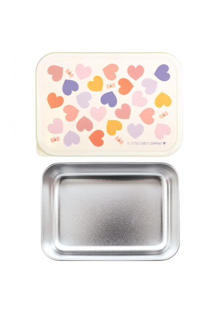 A Little Lovely Company – antikorová dóza na obed s plastovým vekom – srdce
