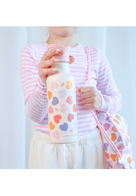 A Little Lovely Company – antikorová fľaša na pitie, 500 ml – srdce