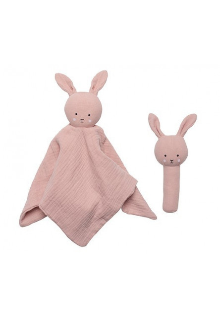 Dárková sada s chrastítkem Bunny Pink