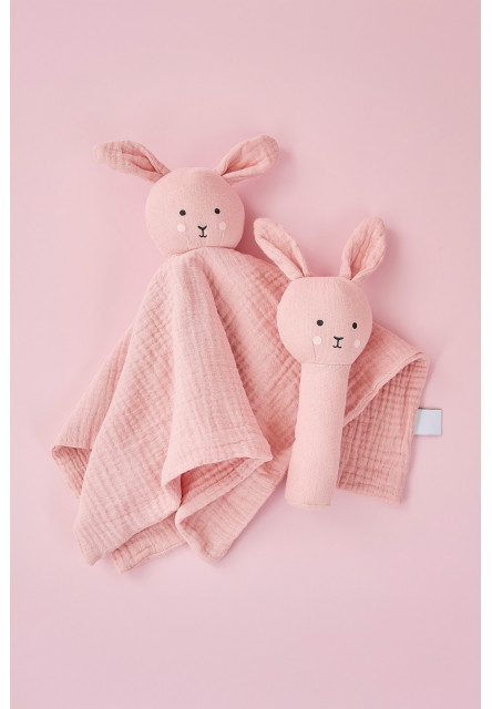 Dárková sada s chrastítkem Bunny Pink