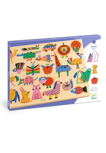 Dřevěné vkládací puzzle Puzzlo Geo