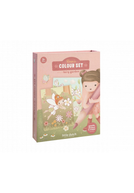 Omalovánky s pastelkami a samolepkami Rosa Fairy Garden