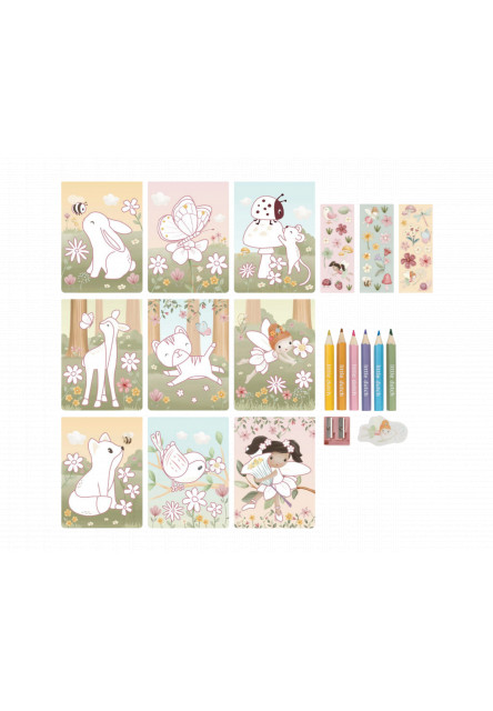 Omalovánky s pastelkami a samolepkami Rosa Fairy Garden