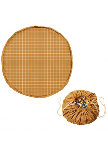 Noomad original Hrací deka a Vak na hračky organic Grid Mustard