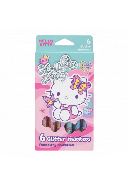 Třpytivé fixy Hello Kitty Pastel Pink 6 ks