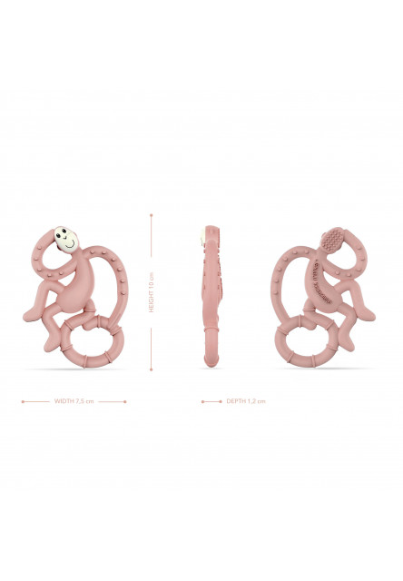 Mini monkey hryzátko s antimikrobiálnym povrchom biocote dusty pink