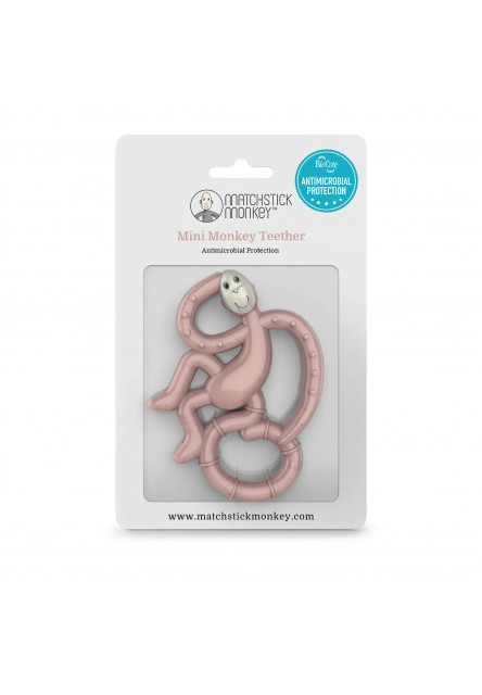 Mini monkey hryzátko s antimikrobiálnym povrchom biocote dusty pink