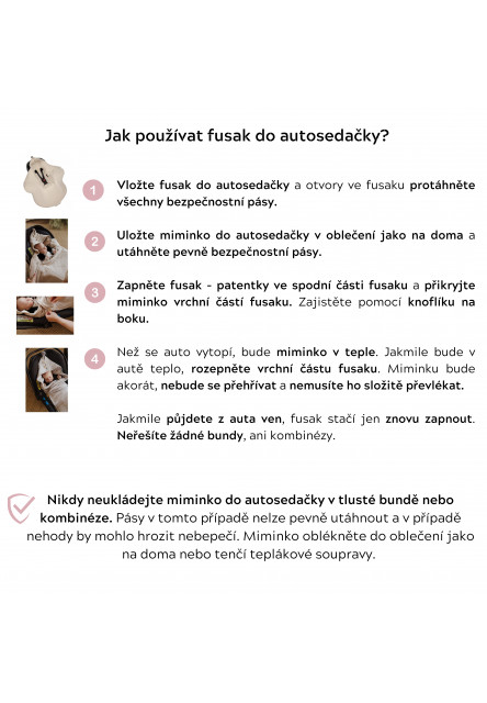 Lehký mušelínový fusak/zavinovačka/deka do autosedačky Nature krémový