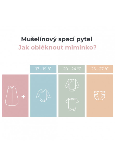Letní a jarní lehký mušelínový spací pytel Nature 0-4 měsíce S krémová