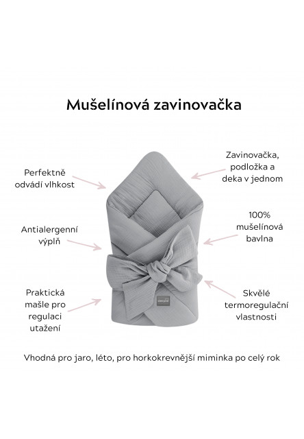 Mušelínová zavinovačka Sleepee Love béžová se srdíčky