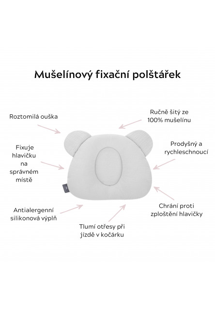 Mušelínový fixační polštář Sleepee Nature krémový