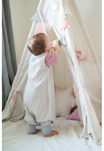 Mušelínový letní spací pytel s nohavicemi vel. M 3-5 let Sleepee Nature krémová