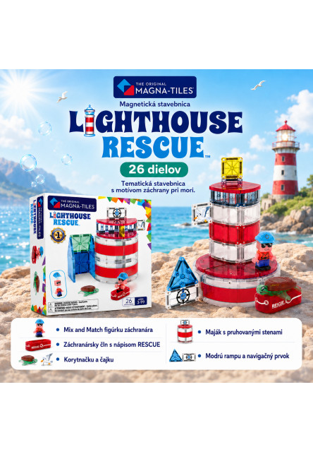 Magnetická stavebnice Lighthouse Rescue 26 dílků