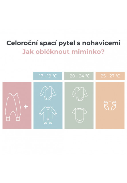 Celoroční spací pytel s nohavicemi Sleepee Bamboo S 1-2 roky