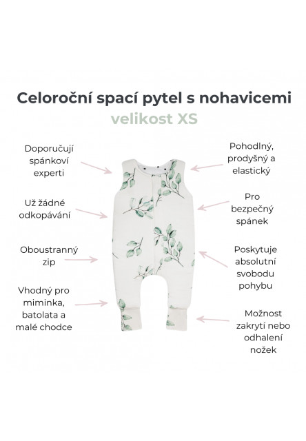 Celoroční spací pytel s nohavicemi Sleepee Blossom XS 6-12 měsíců