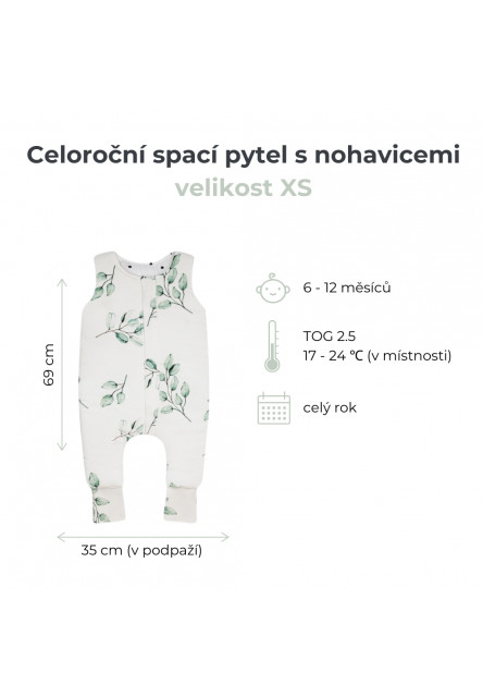 Celoroční spací pytel s nohavicemi Sleepee Meadow XS 6-12 měsíců