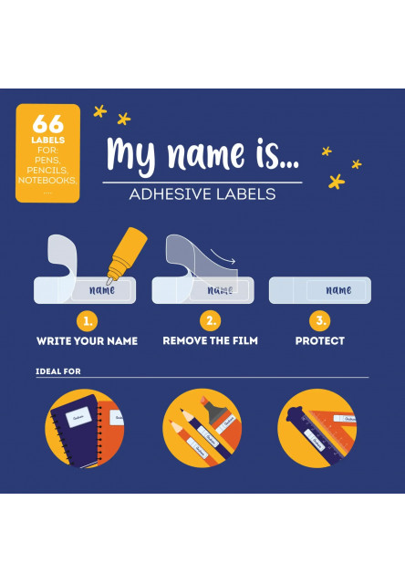 Menovky Legami My Name Is… - Set Of 66 Adhesive Labels - Space