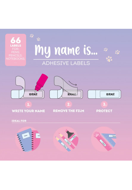 Menovky Legami My Name Is… - Set Of 66 Adhesive Labels - Kitty
