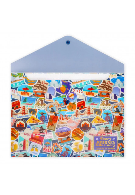Dosky Legami Fold & Order - Document Folder - Travel - Stickers