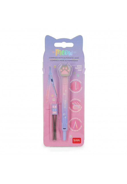 Kružidlo Legami Meow - Compass With Automatic Lead - Kitty - 2B Lead