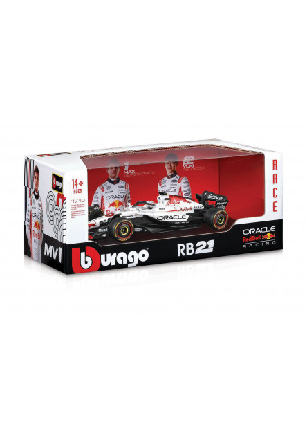 Bburago – RACE Formula F1 Oracle Red Bull Racing RB21 (2025) s helmou, #1 Max Verstappen, 1:18