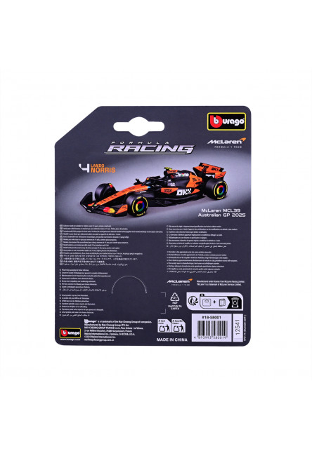 Bburago – FORMULA RACING McLaren Team MCL39 (2025), #4 Lando Norris, blister, 1:64