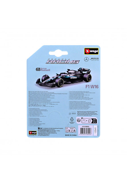 Bburago – FORMULA RACING Mercedes-AMG Petronas W16 (2025), #63 George Russell, blister, 1:64