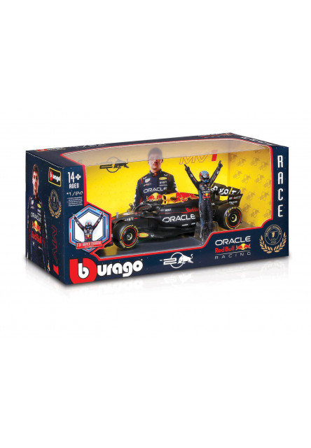 Bburago - RACE Formula F1 s figurkou jezdce, Oracle Red Bull Racing RB20 (2024) #1 Verstappen, 1:24