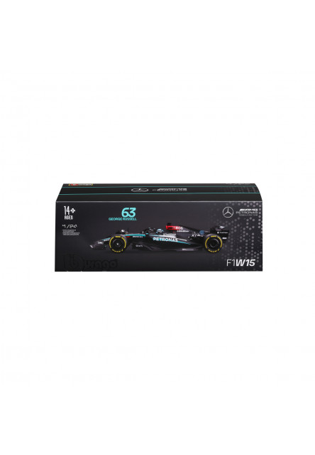 Bburago 1:24 RACE F1 v dekoratívnej krabičke, Mercedes-AMG Petronas W15 (2024), #63 George Russell