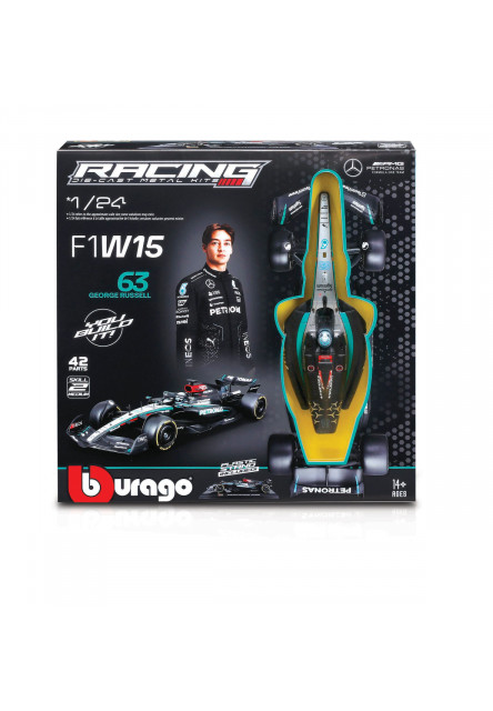 Bburago - RACING MODEL KIT, Formula Mercedes-AMG Petronas W15 (2024), #63 George Russell, 1:24