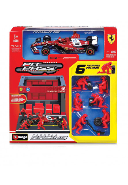 Bburago - Formula Racing F1 Pit Pass set - Ferrari SF-25 (2025), #16 Charles Leclerc, 1:43