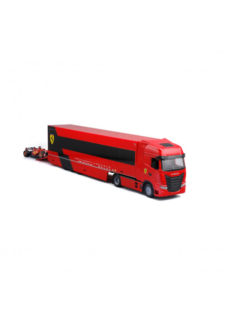 Bburago 1:43 Ferrari F1 + Nákladné auto - Iveco s prívesom + 1 Ferrari 1:43 SF-24 Charles Leclerck