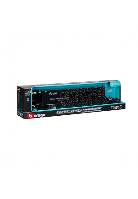 Bburago 1:43 F1 + Semi Truck - Mercedes-AMG Petronas F1 W15 Team Geroge Russell