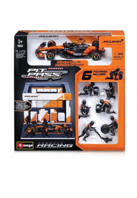 Bburago - Formula Racing F1 Pit Pass set - McLaren Team MCL39 (2025), #4 Lando Norris, 1:43