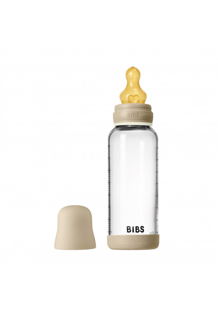 BIBS nočná antikoliková sklenená fľaša s kaučukovým cumlíkom 240ml (Vanilla)